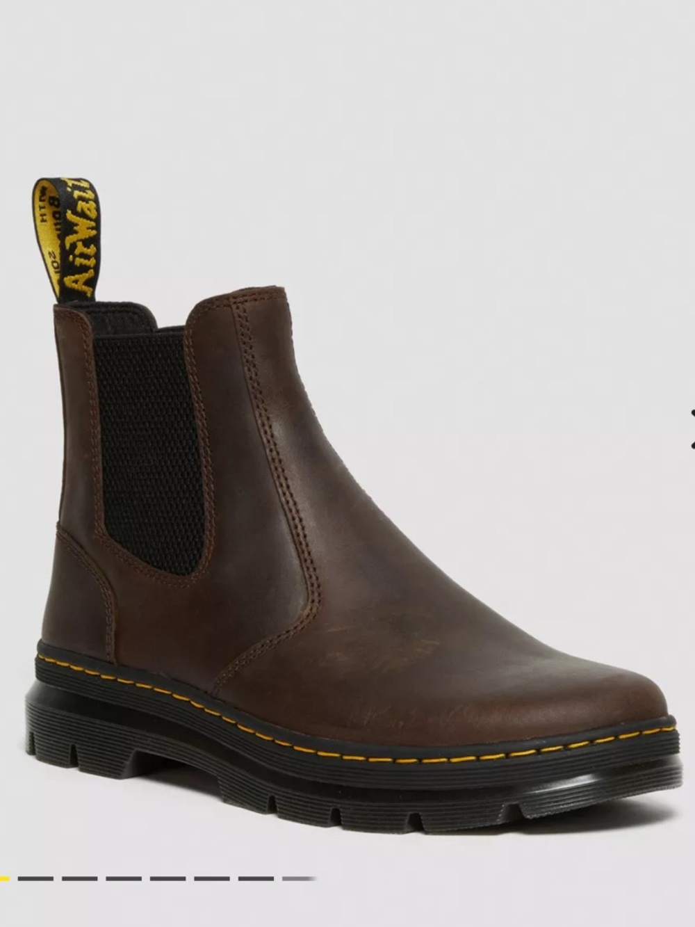 Dr. Martens Brown Leather Chelsea Boot with Yellow Stitching